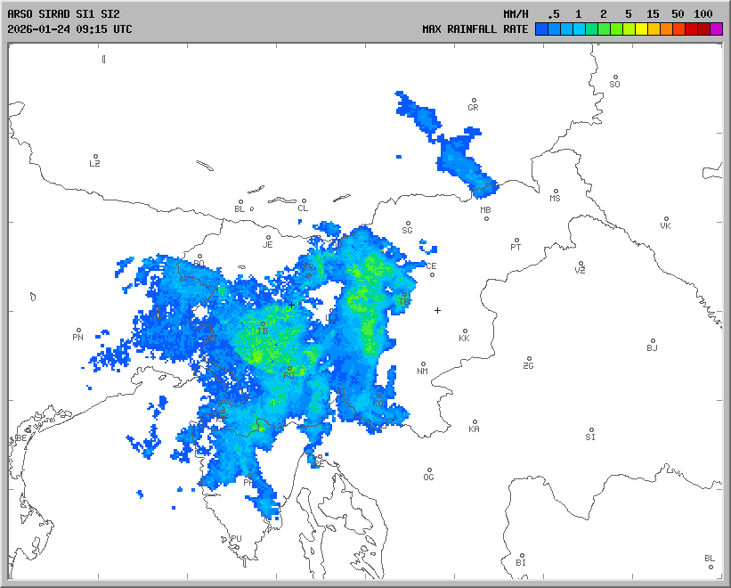 Radarska slika padavin